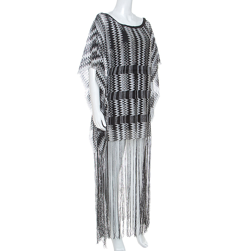 

Missoni Monochrome Chevron Knit Fringe Detail Dress, Black