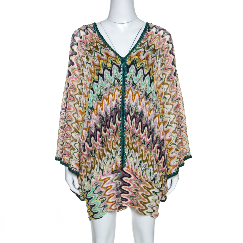 Pre Owned Missoni Mare Multicolor Chevron Patterned Knit Cover Up M