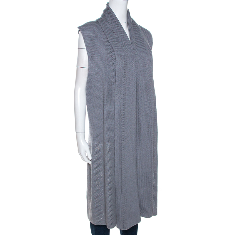 

Missoni Grey Lurex Wool Knit Open Front Cardigan