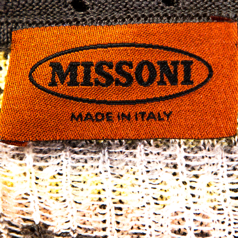 Pre-owned Missoni Multicolor Jacquard Eyelet Knit Cardigan M