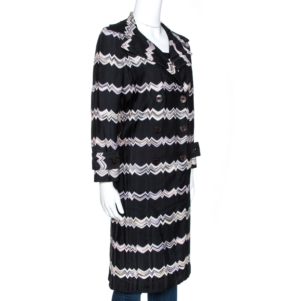 

Missoni Black Chevron Knit Double Breasted Coat