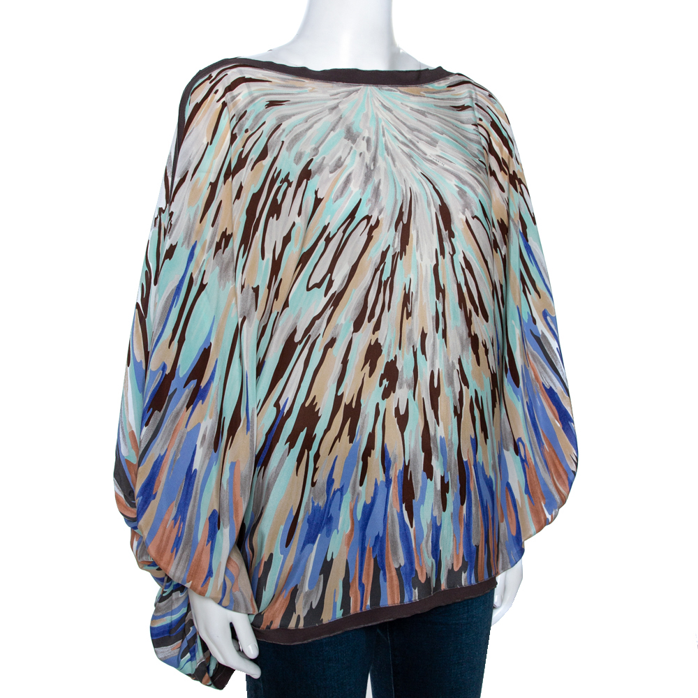 

Missoni Muticolor Abstract Print Stretch Silk Cape Top, Multicolor