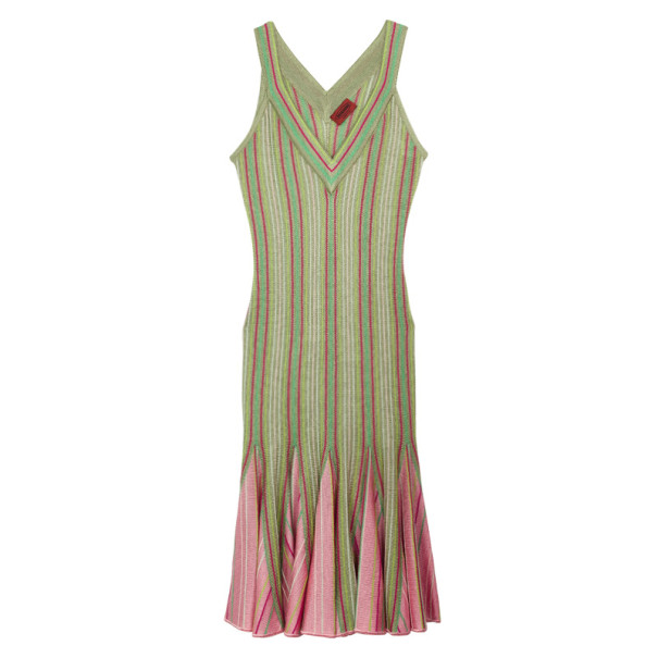 Pre Owned Missoni Multicolored Striped Knit Dress S