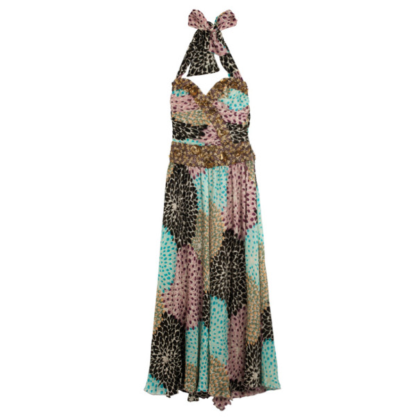 Missoni Silk Multicolor Beaded Detail Dress XS