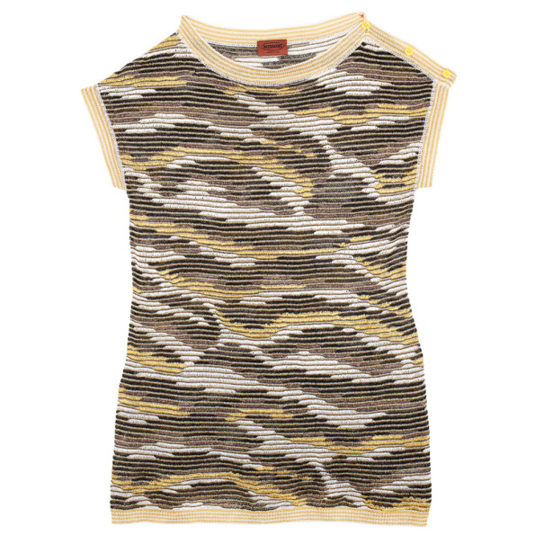 Pre Owned Missoni Metallic Crochet Knit Tunic Top