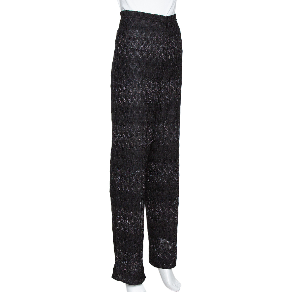 

Missoni Black Textured Lurex Knit Wide Leg Pants
