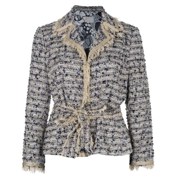 Pre Owned Missoni Multicolor Tweed Belted Jacket M