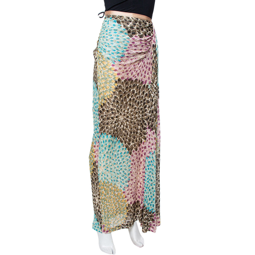 

Missoni Multicolor Lurex Knit Draped Maxi Skirt