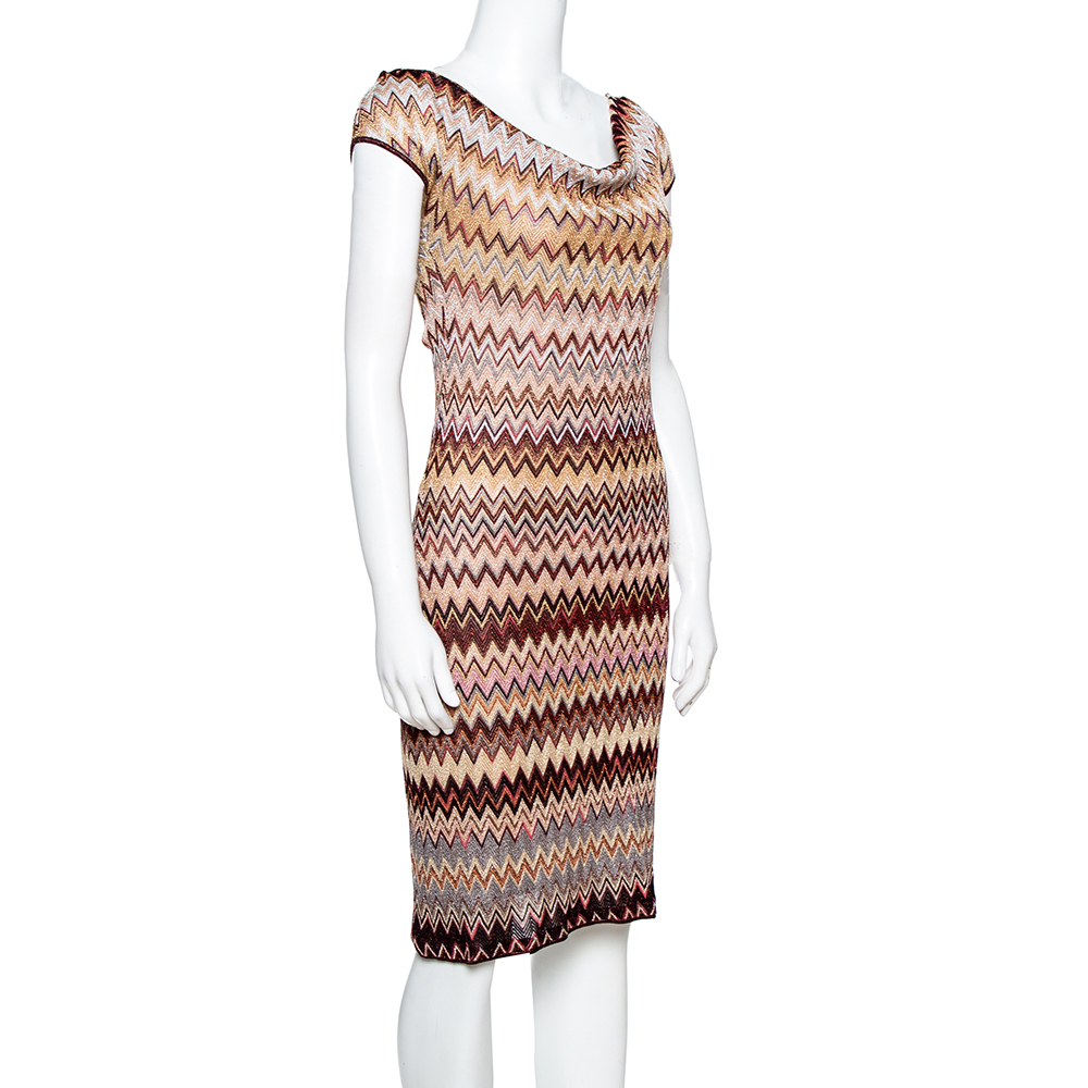 

Missoni Multicolored Lurex Chevron Knit Fitted Dress, Multicolor