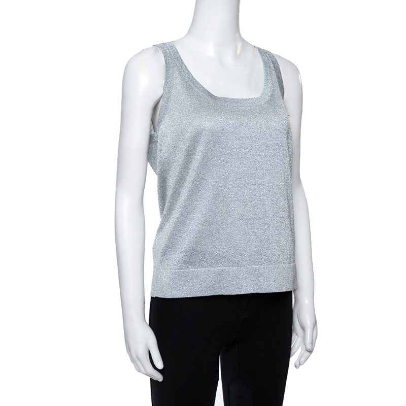 

Missoni Shimmery Silver Lurex Knit Tank Top