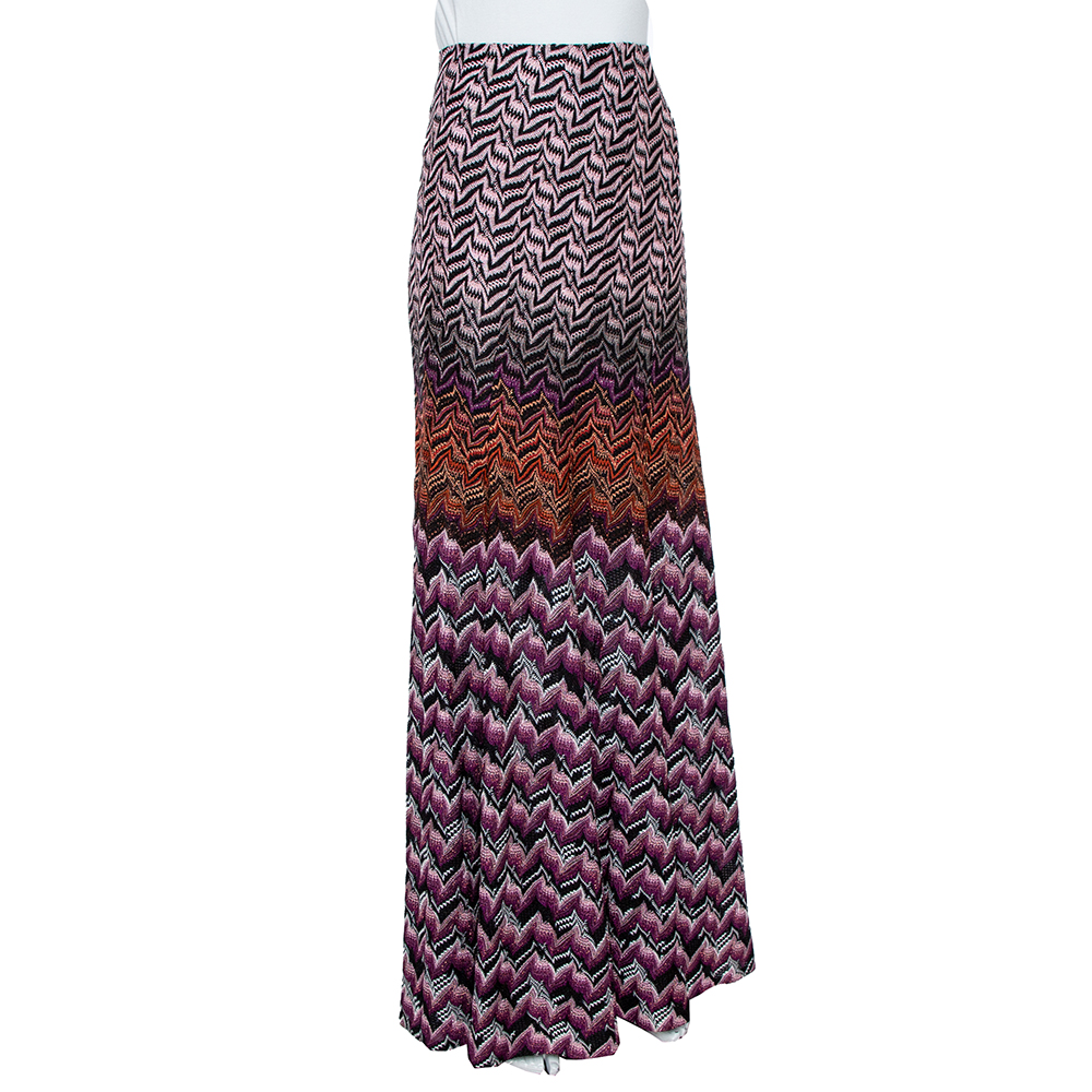 

Missoni Multicolor Lurex Chevron Knit Maxi Skirt