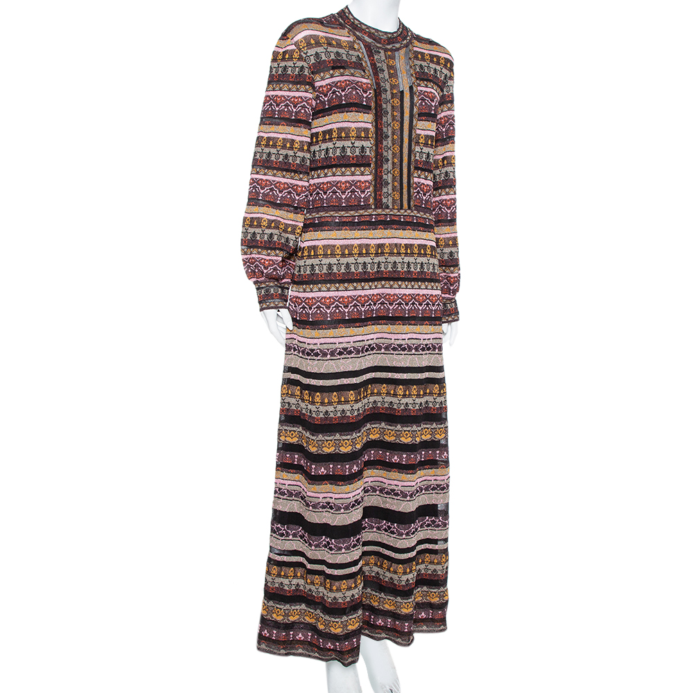 

M Missoni Multicolor Lurex Knit High Neck Maxi Dress
