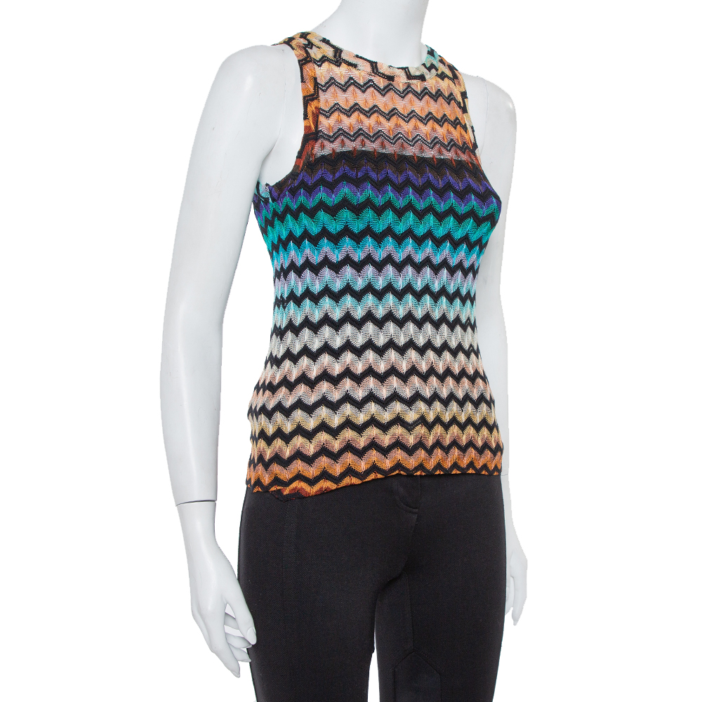 

Missoni Multicolor Chevron Patterned Knit Sleeveless Top