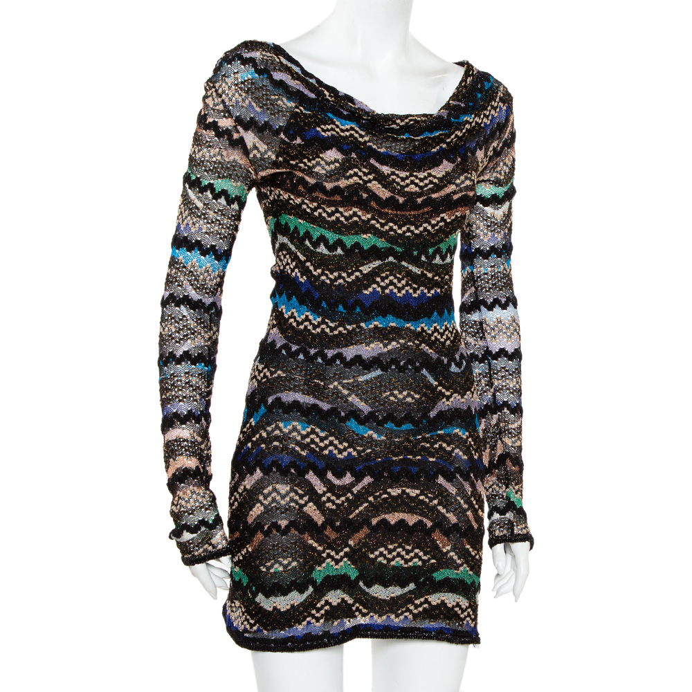 

Missoni Black Lurex Knit Bateau Neck Shift Dress