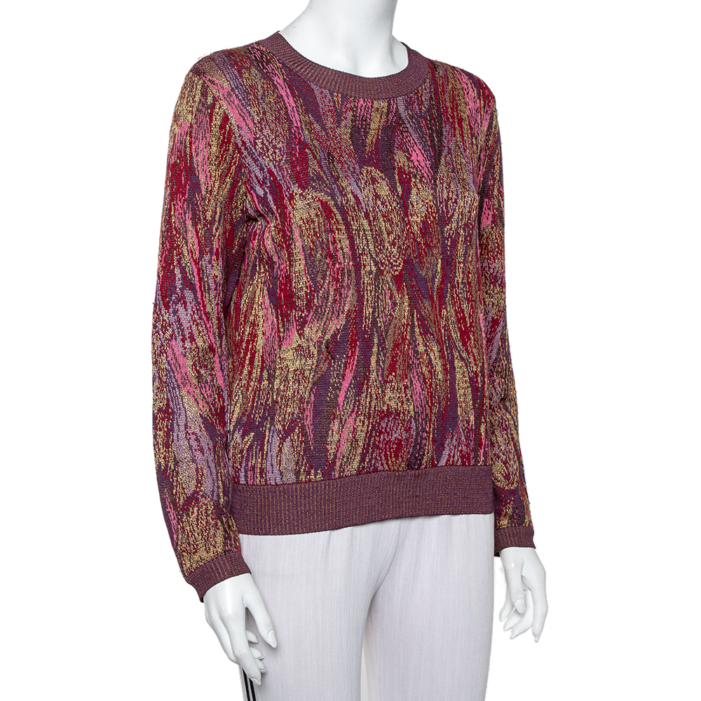 

Missoni Burgundy Knit Long Sleeve Crewneck Sweater