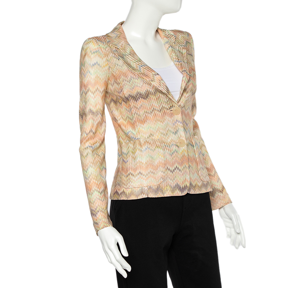 

Missoni Light Pink Patterned Knit Button Front Blazer