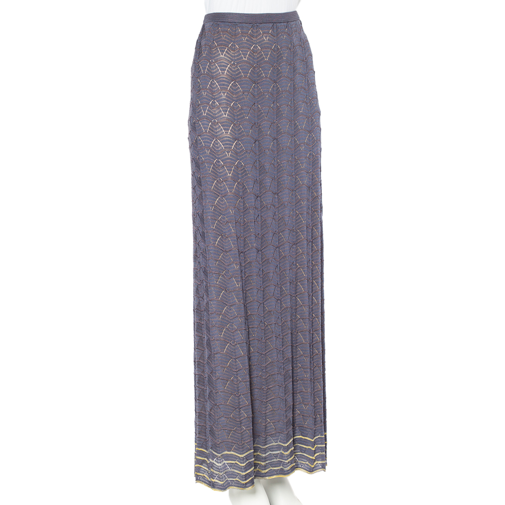 

M Missoni Deep Mauve Pointelle Knit Maxi Skirt, Purple