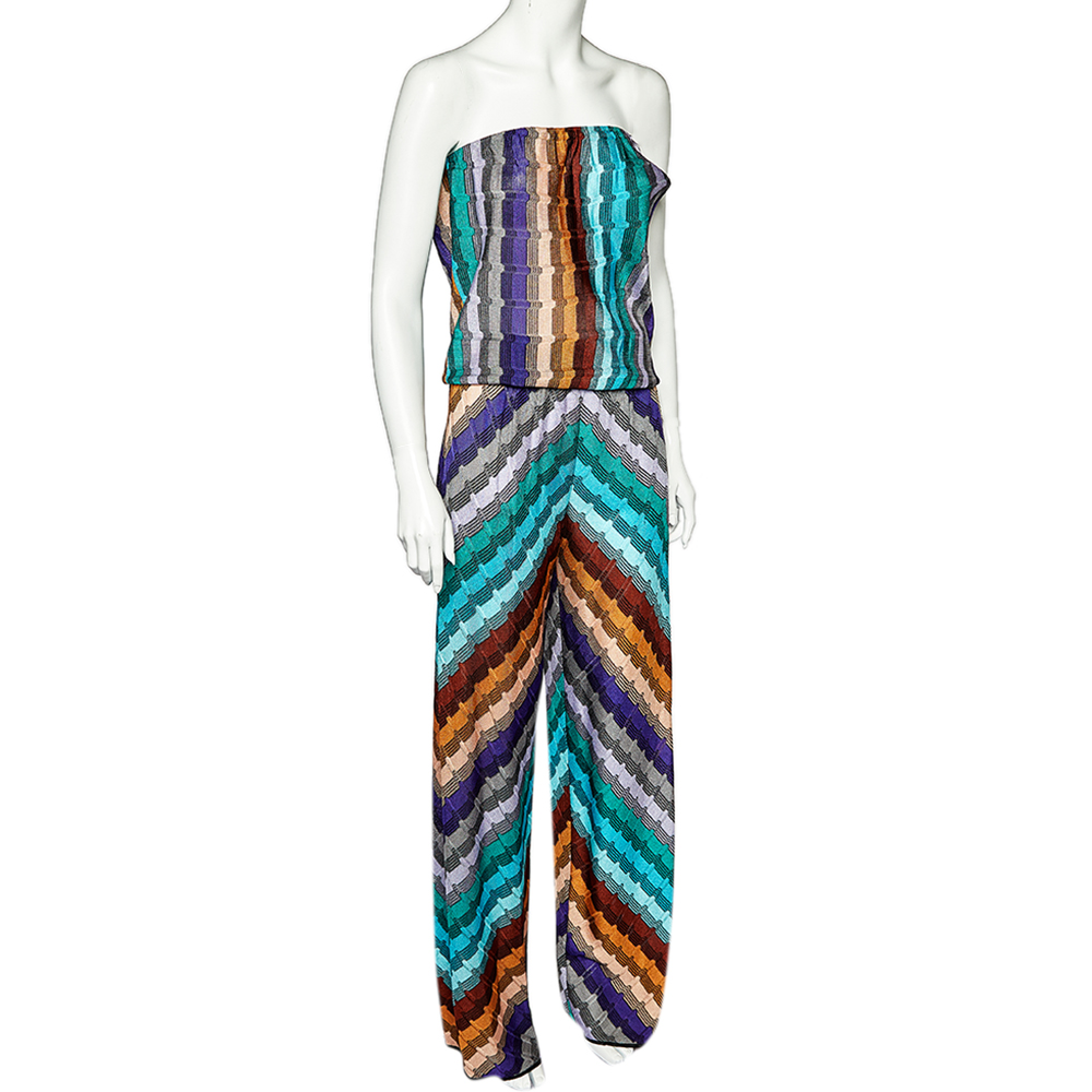 

Missoni Mare Multicolor Patterned Knit Strapless Jumpsuit