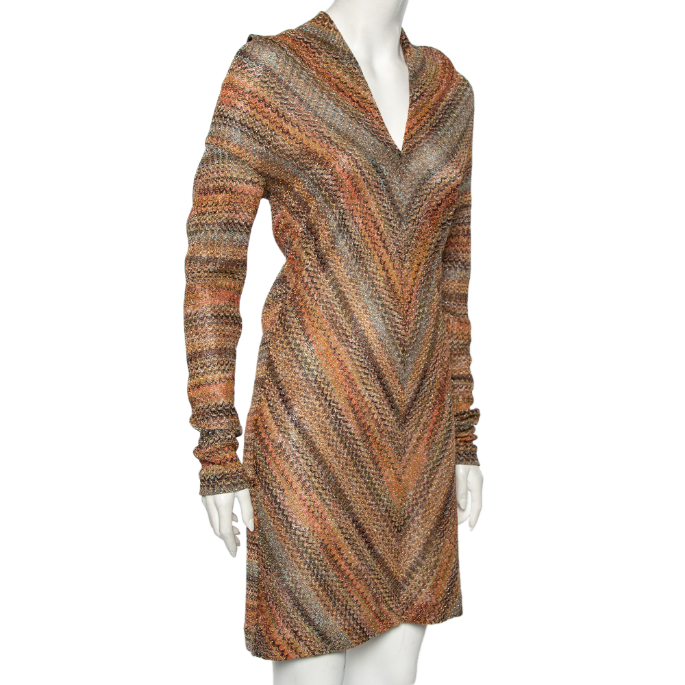 

Missoni Multicolored Textured Lurex Knit Long Sleeve Dress, Multicolor