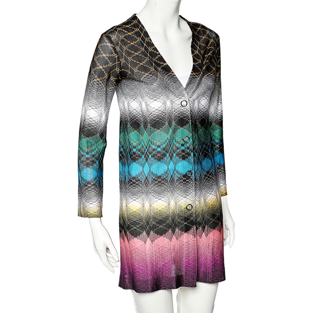 

Missoni Multicolored Knit Button Front Long Cardigan, Multicolor