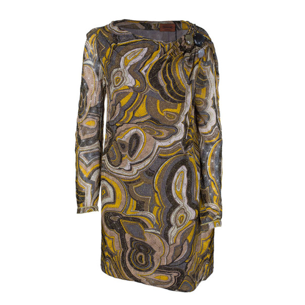 Pre Owned Missoni Multicolor Patterned Dress With Stone Embellishment L