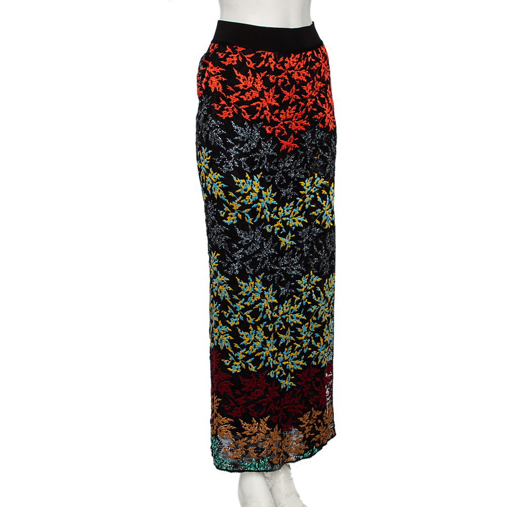 

Missoni Multicolor Patterned Lurex Knit Side Slit Detailed Skirt