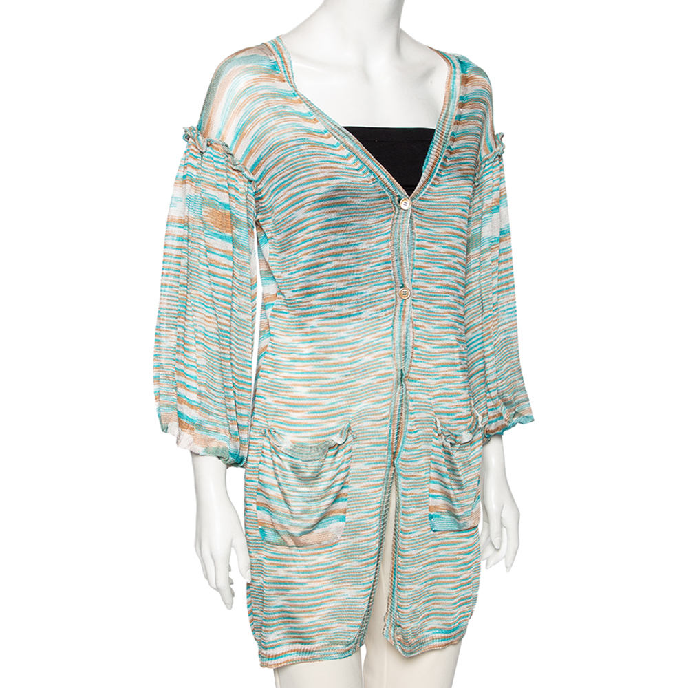 

Missoni Multicolor Striped Knit Button Front Cardigan