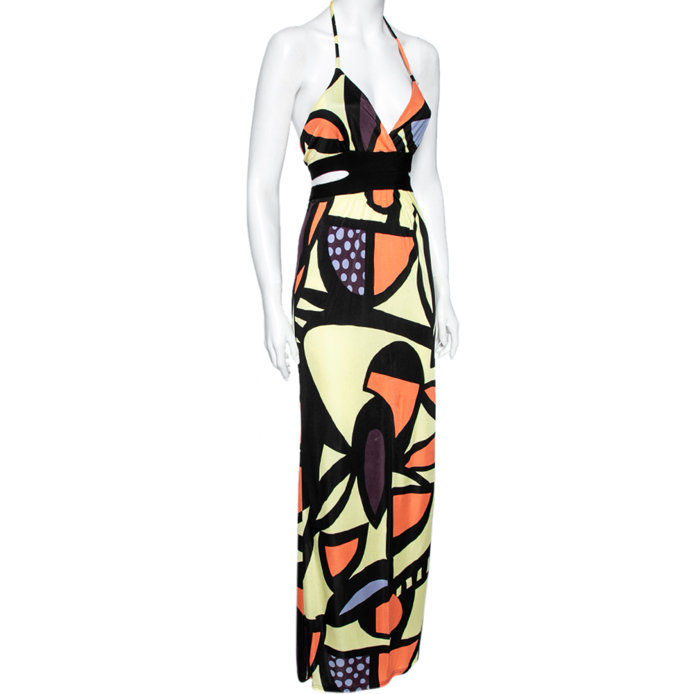 

M Missoni Multicolored Printed Jersey Halter Neck Maxi Dress, Multicolor