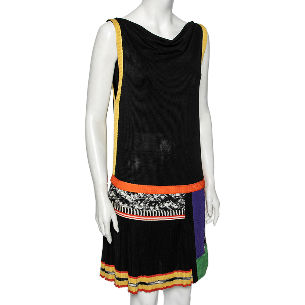 

Missoni Multicolored Pique Knit Paneled Sleeveless Dress, Multicolor