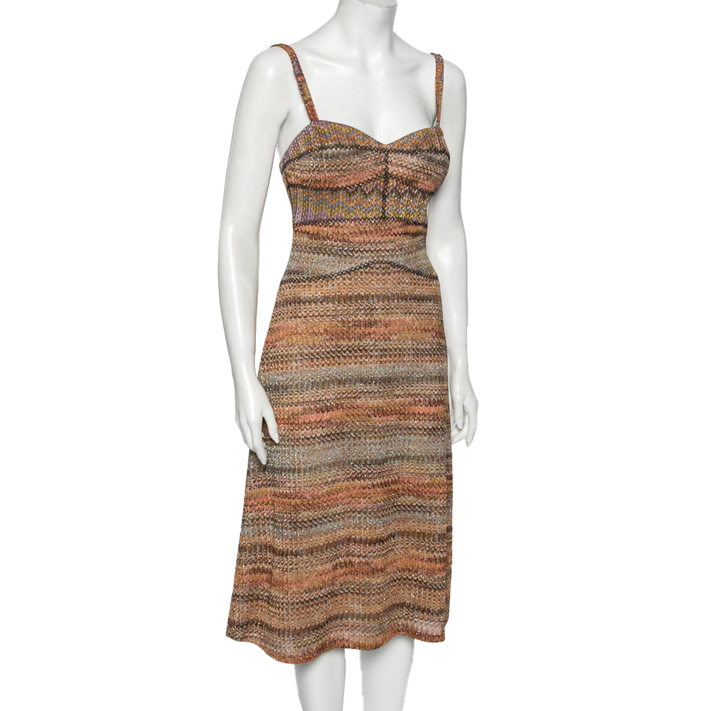 

Missoni Multicolor Wave Textured Lurex Knit Dress