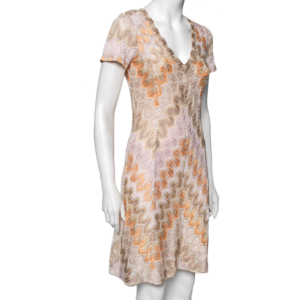 

Missoni Multicolor Lurex Patterned Knit Shift Dress