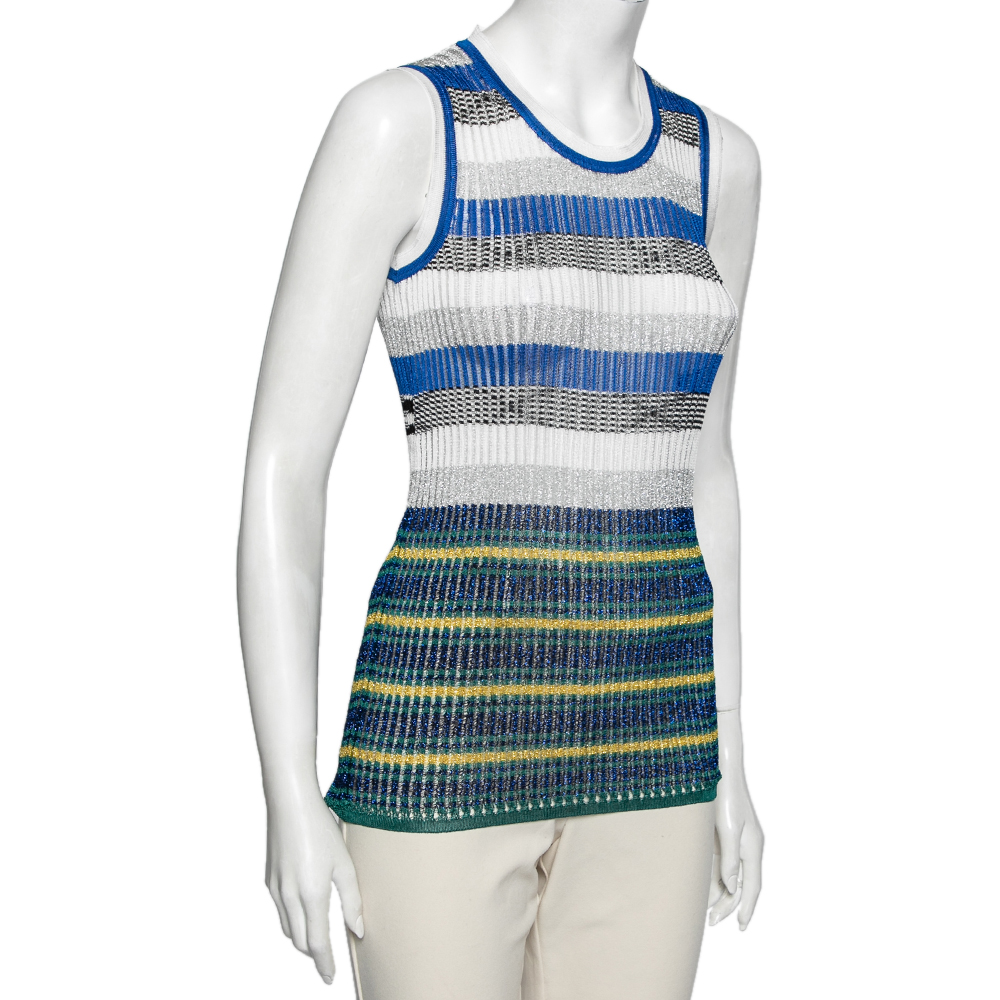 

Missoni Multicolor and Metallic Lurex Patterned Knit Sleeveless Top, White