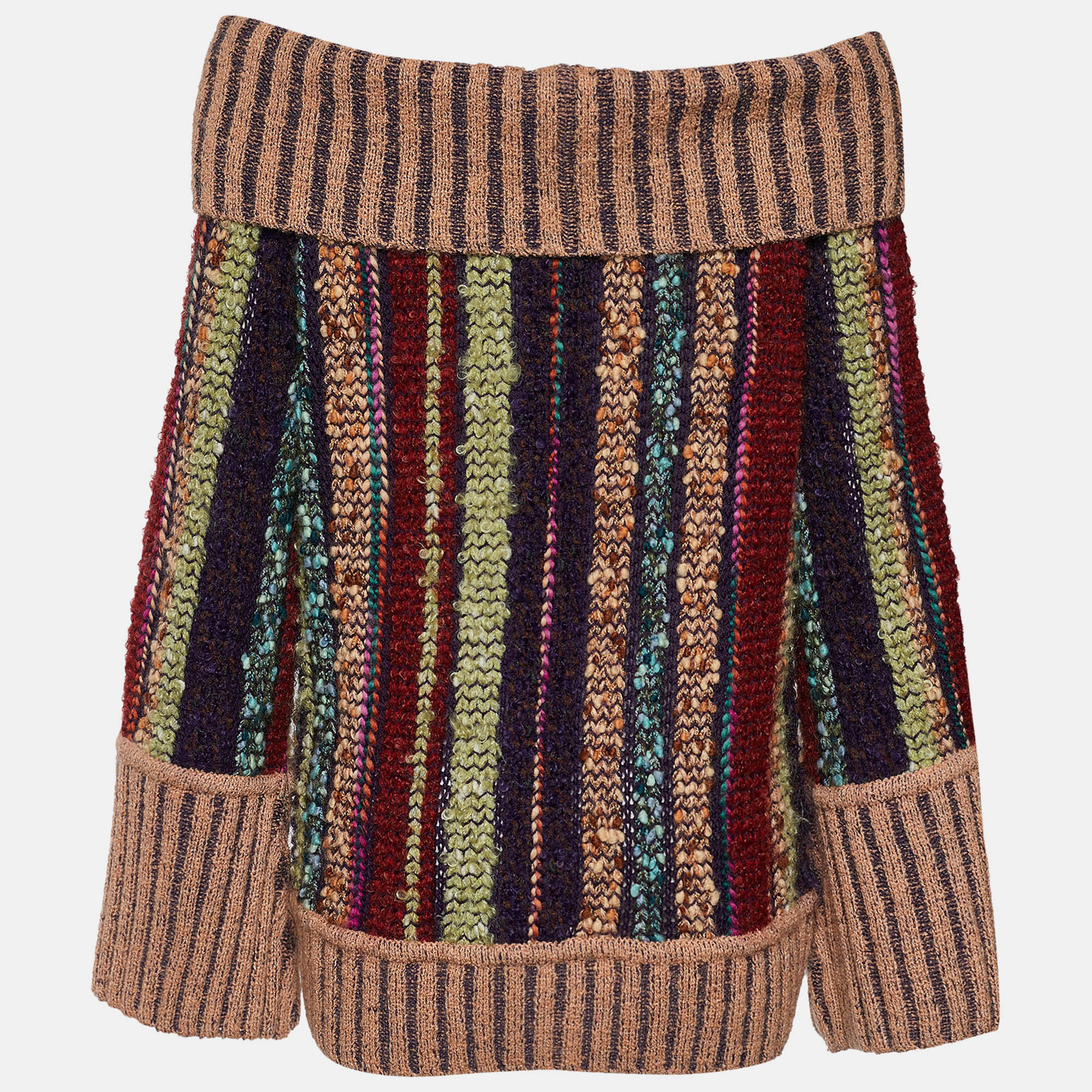 

Missoni Multicolor Striped Wool & Mohair Knit Cowl Neck Sweater