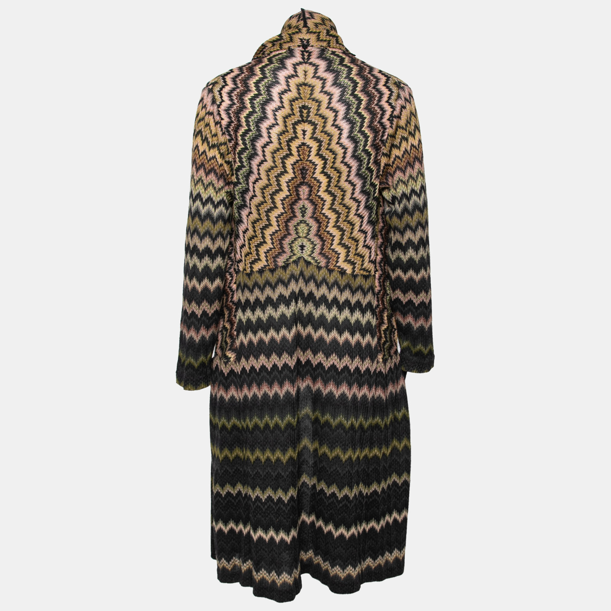 

Missoni Multicolor Textured Knit Open Front Long Cardigan