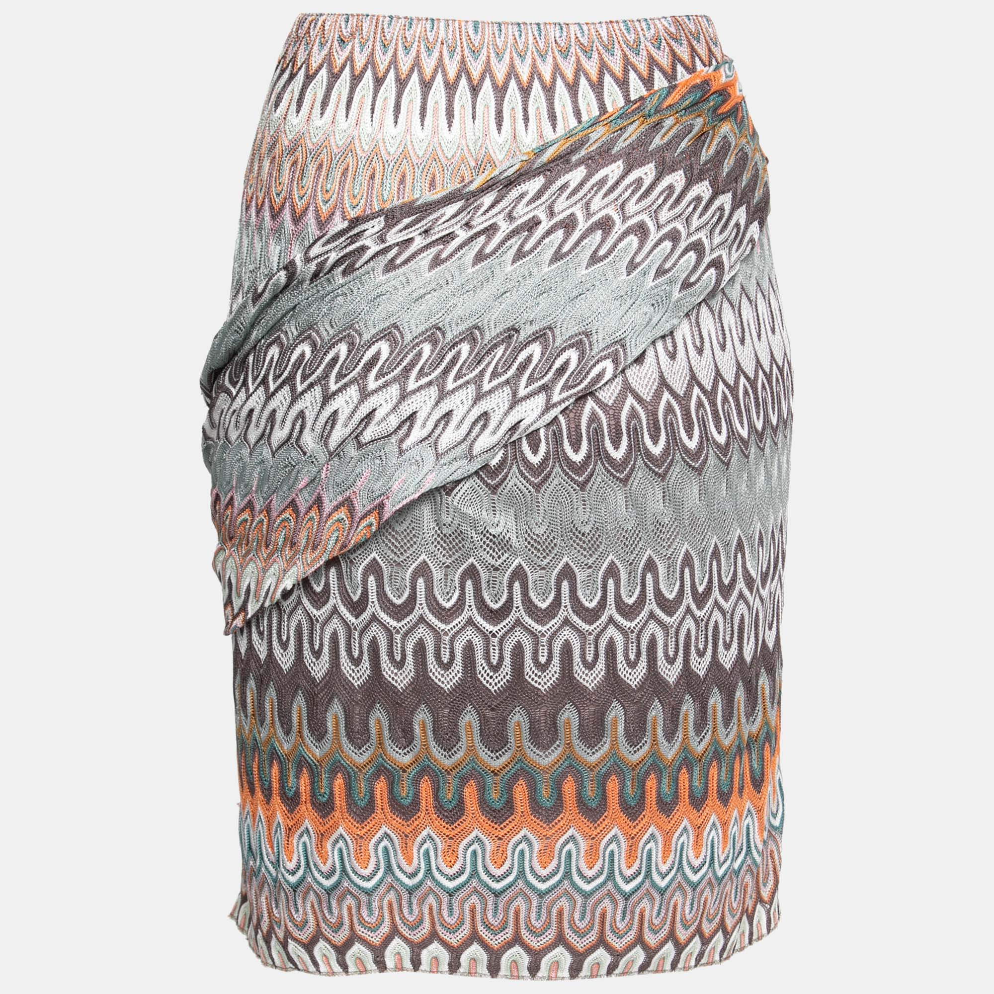 

Missoni Multicolor Textured Knit Belted Skirt