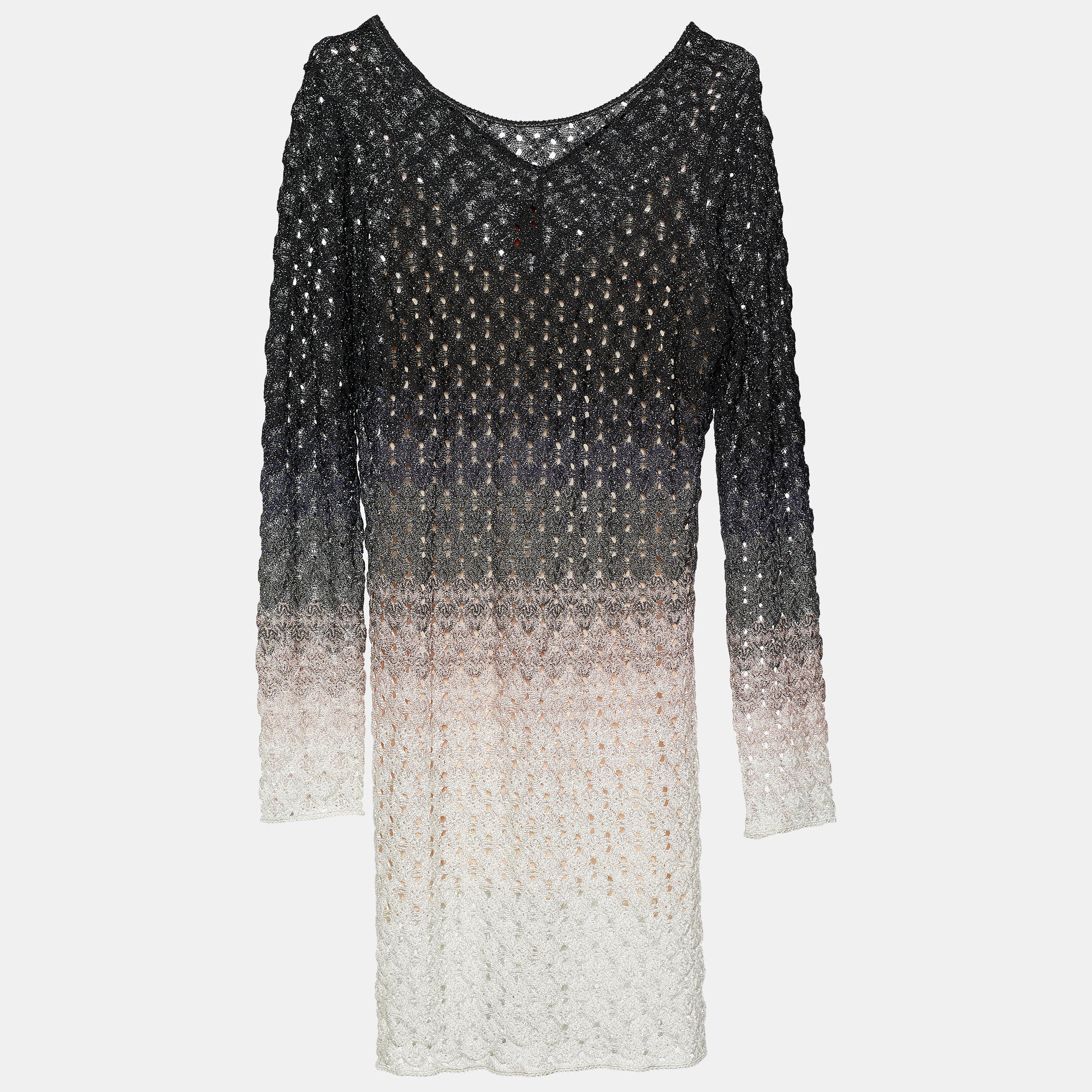 

Missoni Multicolor Ombre Lurex Knit Long Sleeve Mini Dress