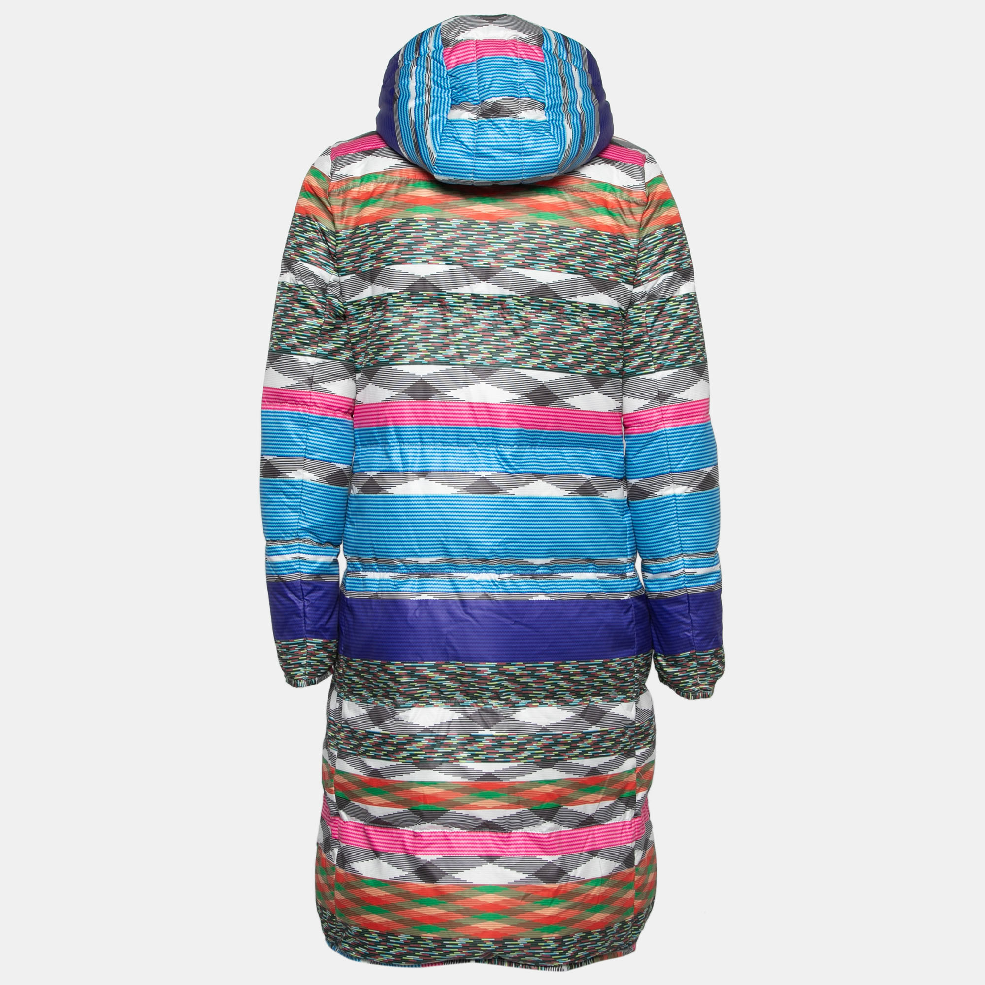 

Missoni Multicolor Striped Quilted Down Hooded Coat