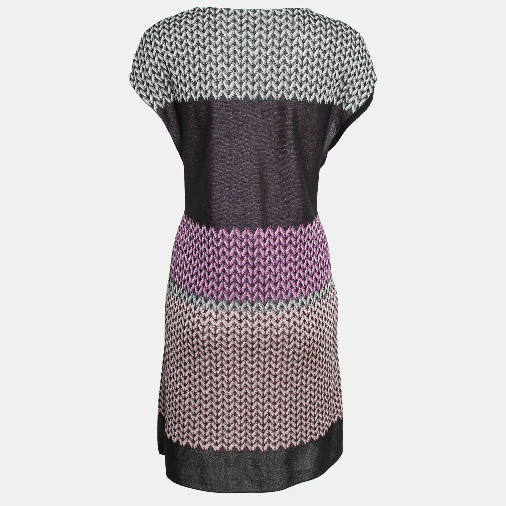 

Missoni Black Multicolor Patterned Knit V-Neck Mini Dress