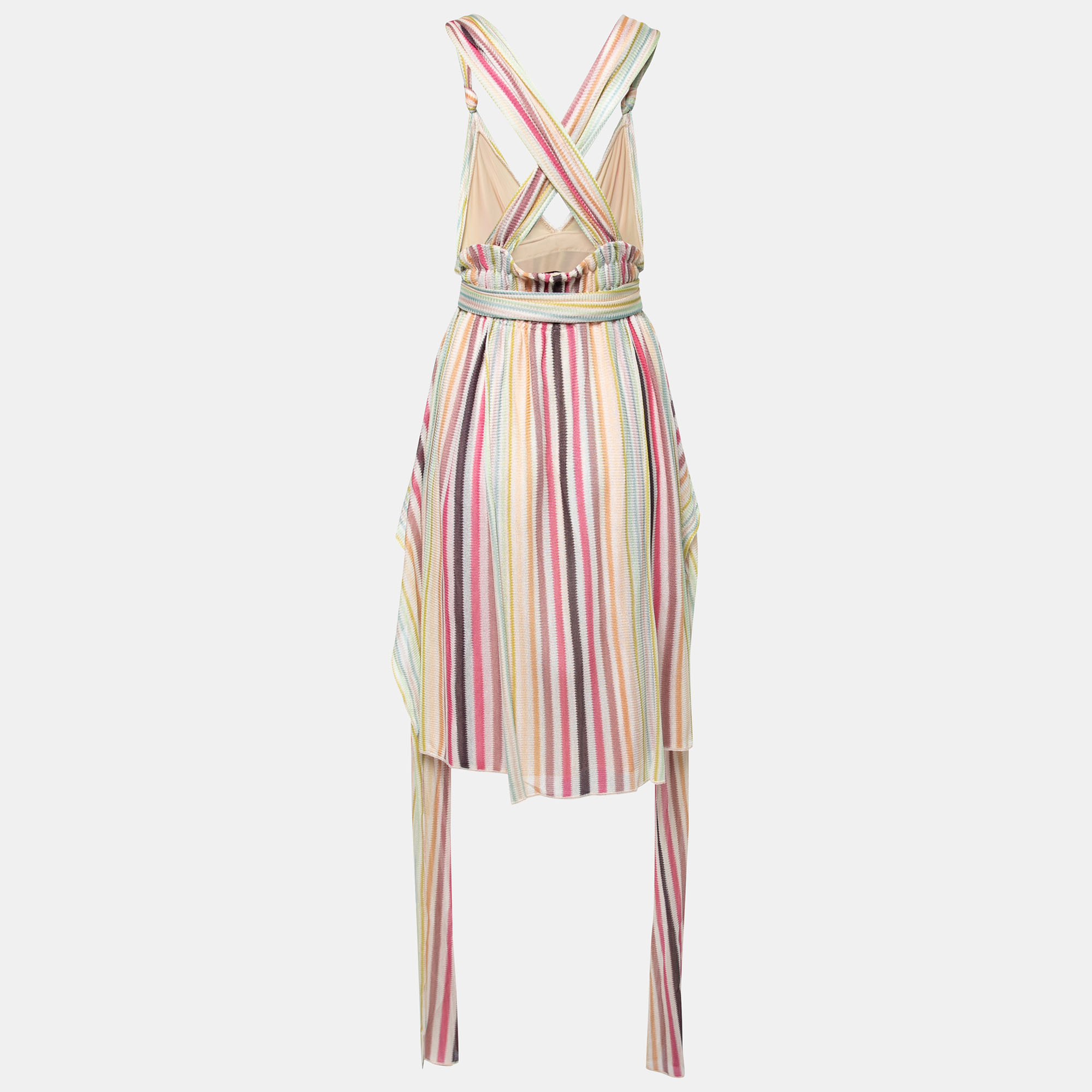 

Missoni Multicolored Stripe Knit Tie Detail Short Dress, Multicolor