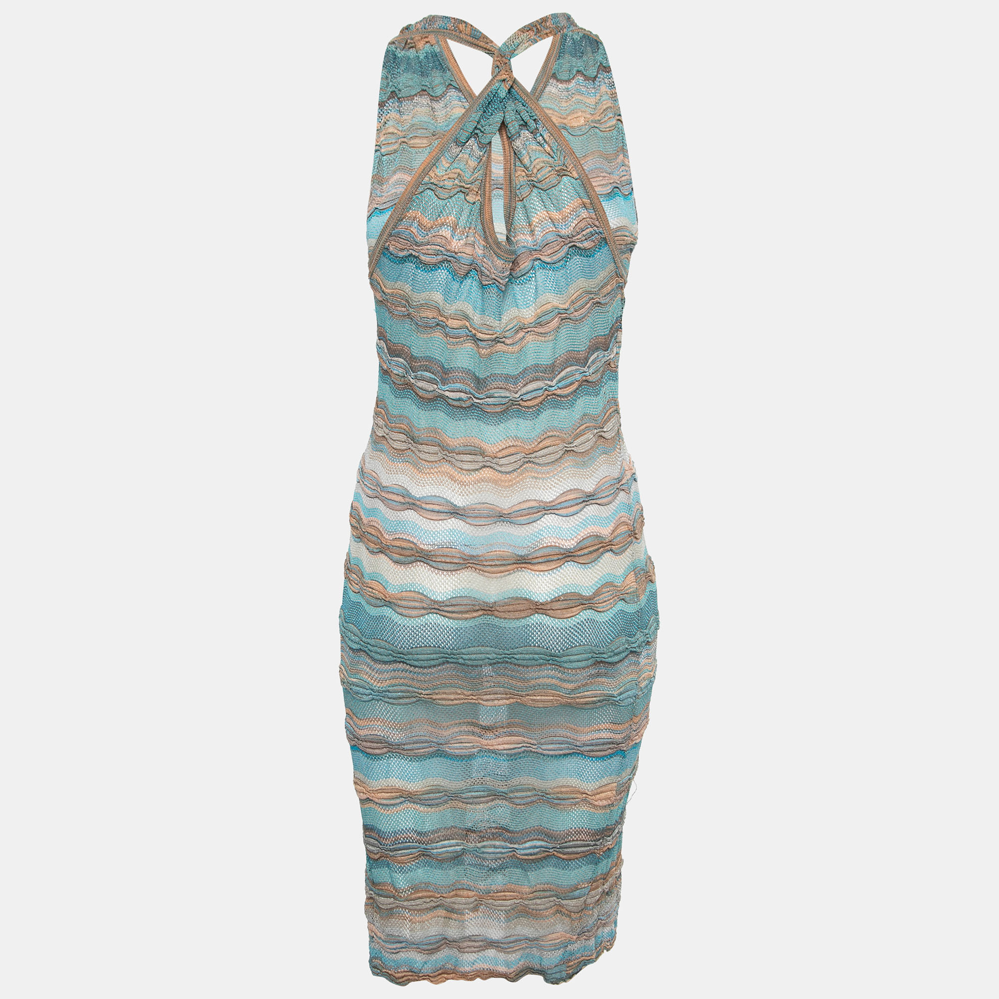

Missoni Blue Patterned Perforated-Knit Mini Dress