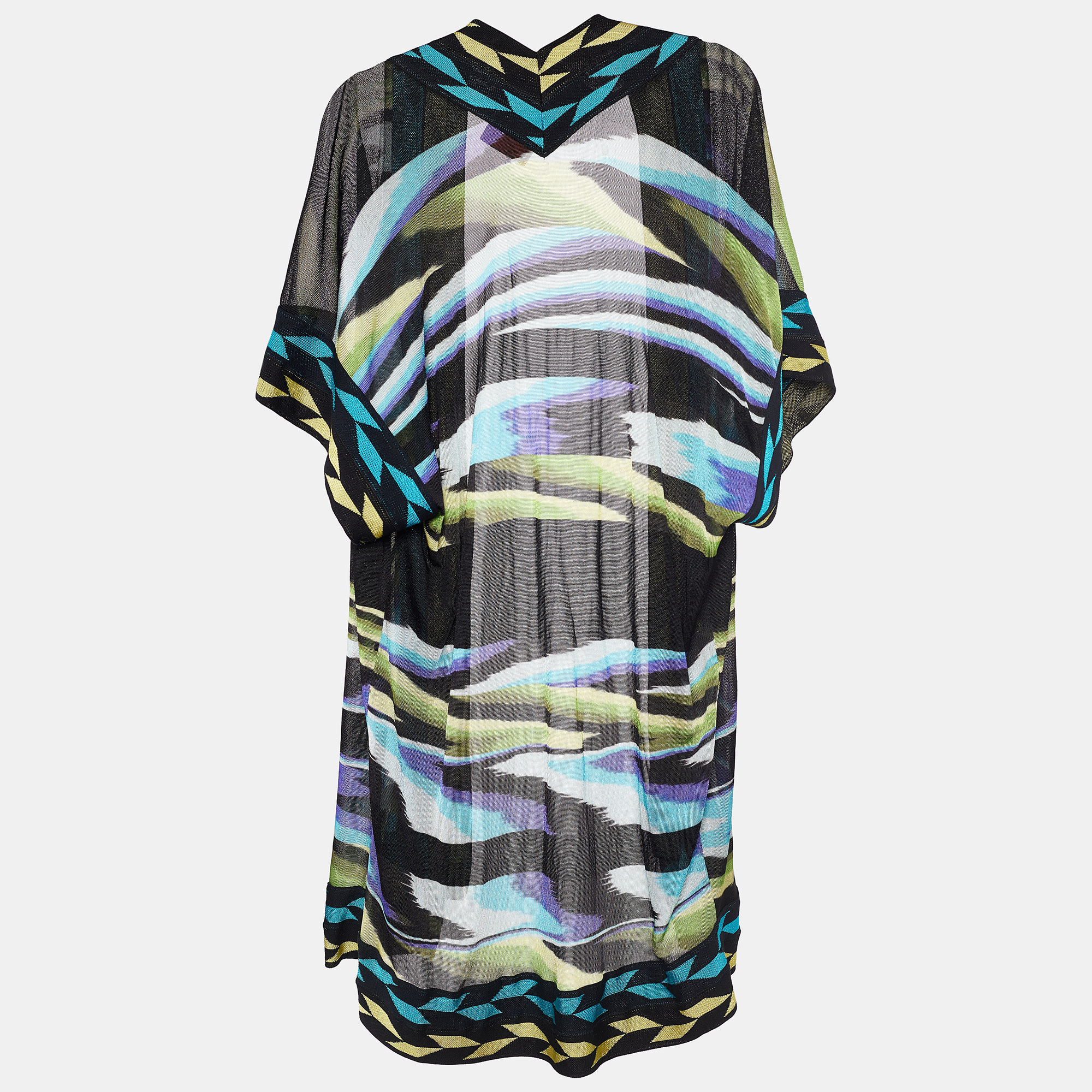 

Missoni Black Striped Knit Open Front Long Cardigan