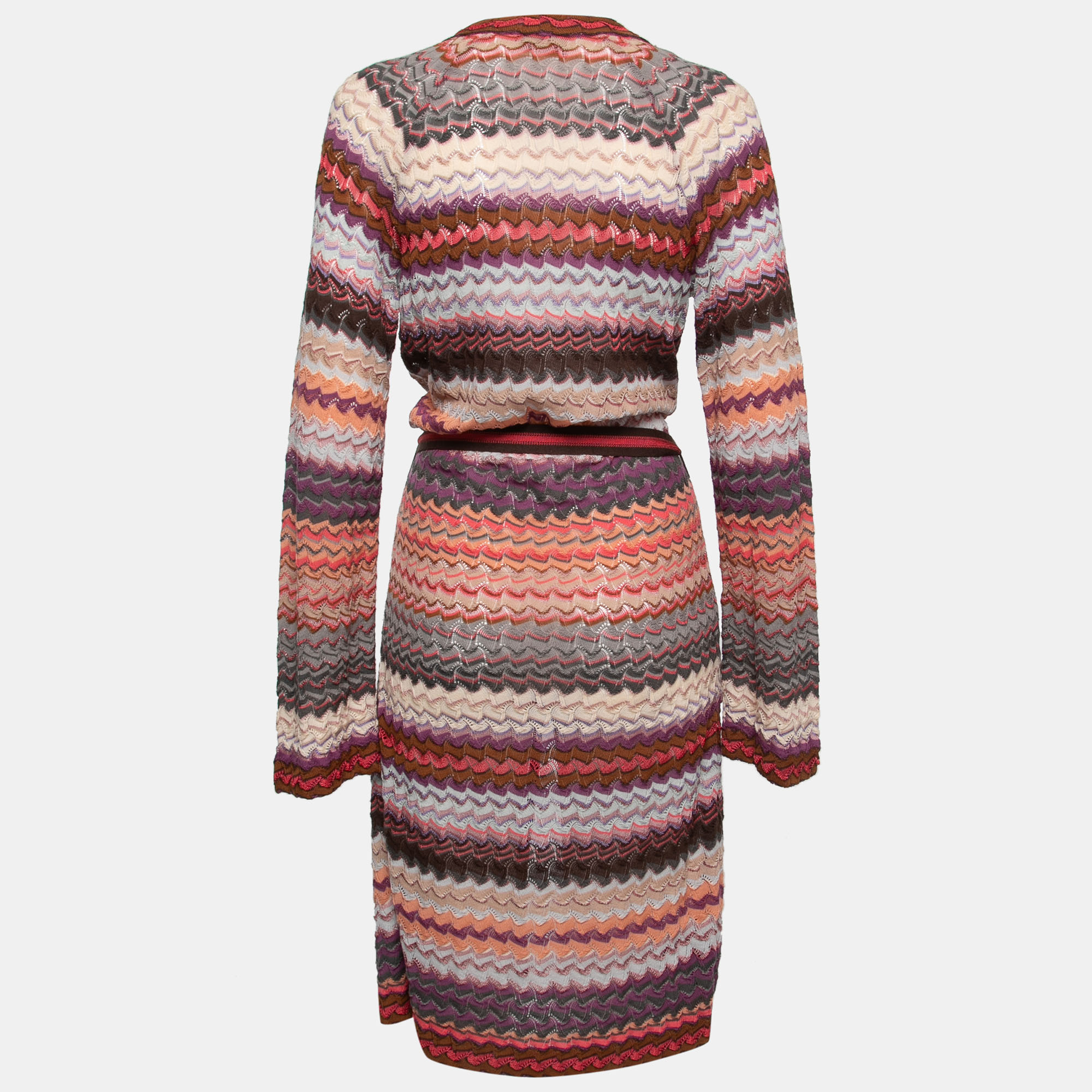 

Missoni Multicolor Patterned Knit Long Belted Cardigan