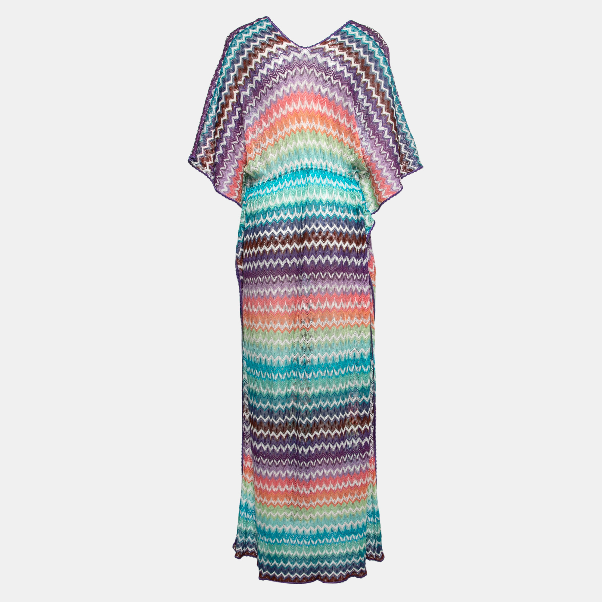 

Missoni Multicolor Crochet Knit Kaftan Maxi Dress