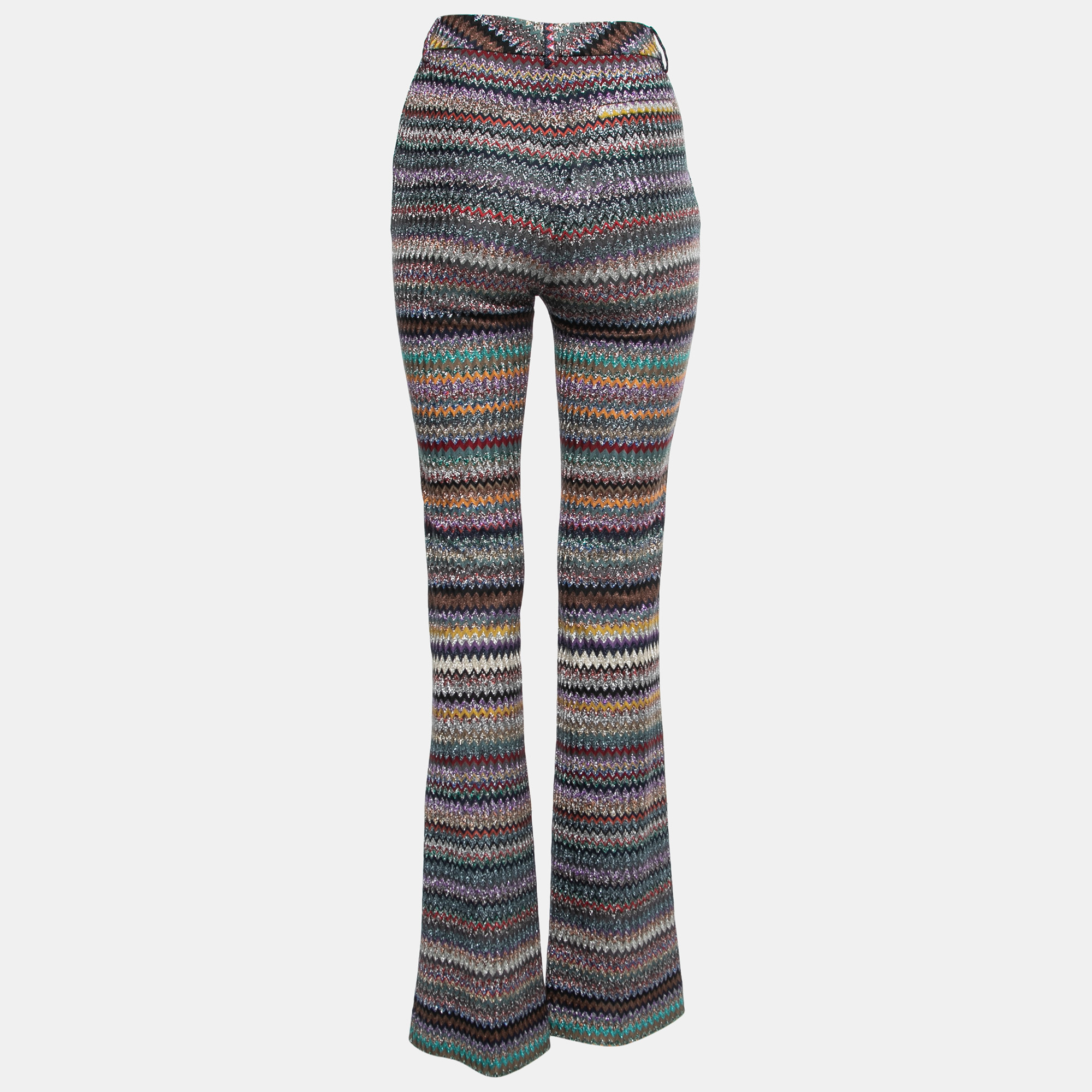 

Missoni Multicolor Zig-Zag Patterned Lurex Knit Trousers