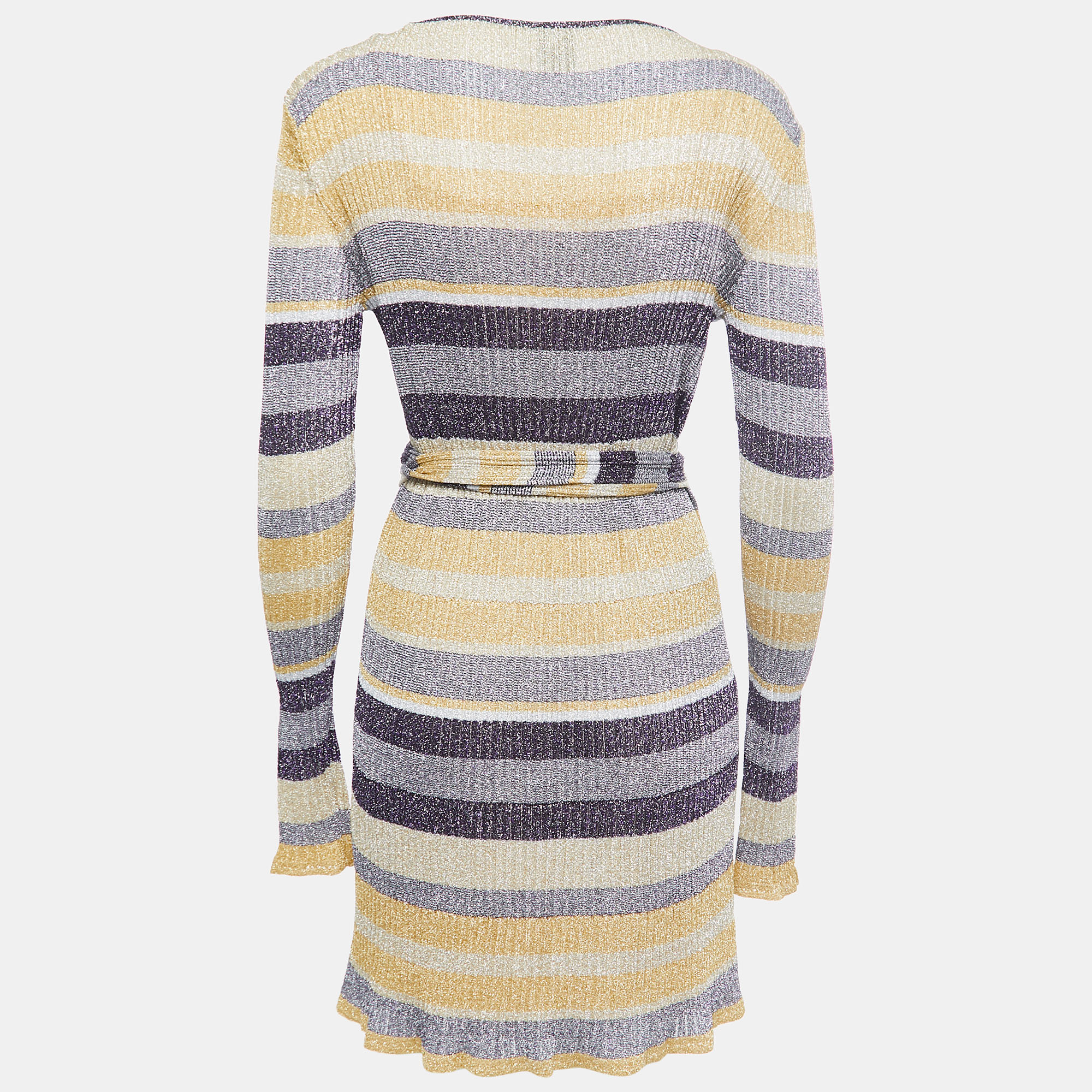 

Missoni Collection Multicolor Striped Lurex Knit Wrap Dress