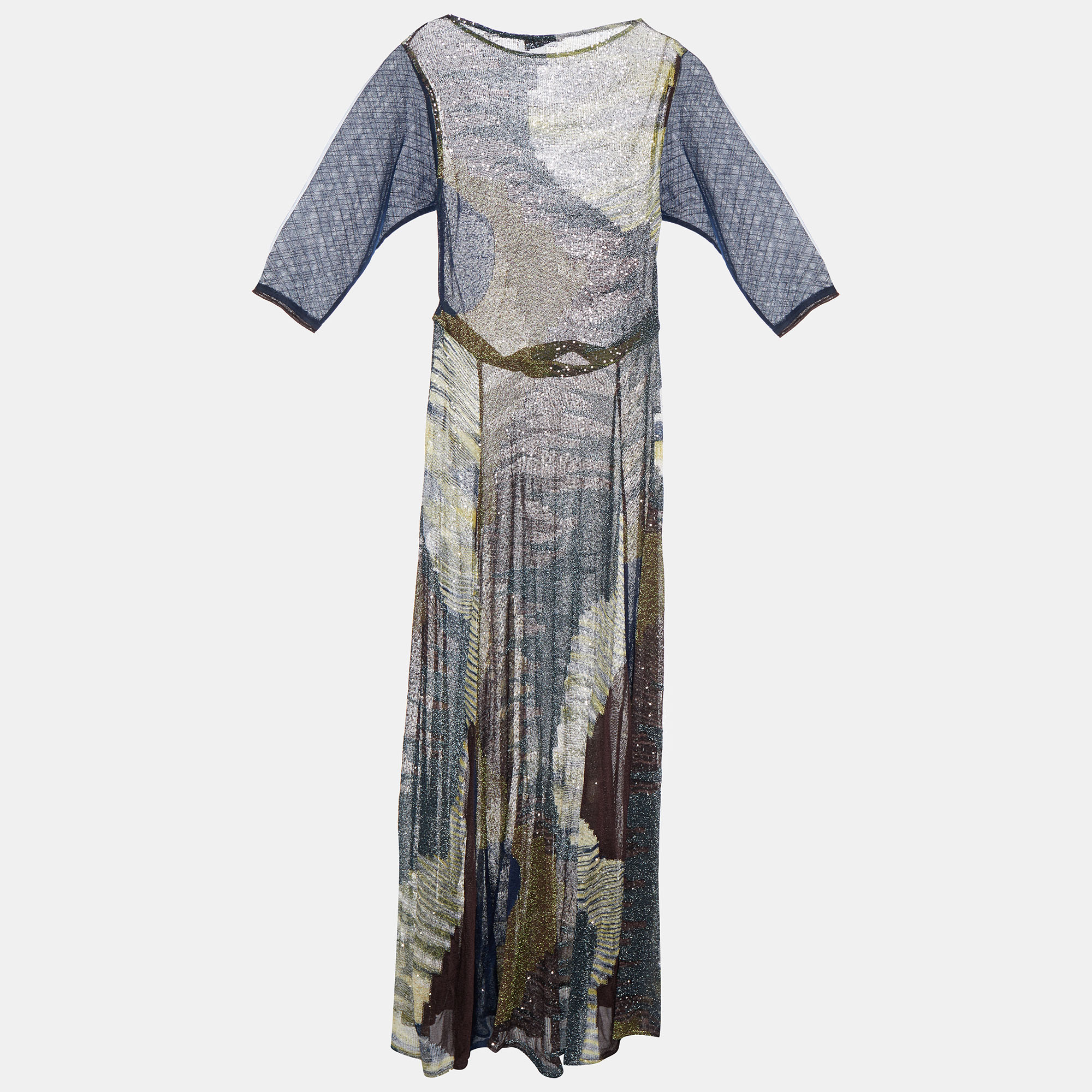 

Missoni Multicolor Lurex Knit Sequin Detail Maxi Dress