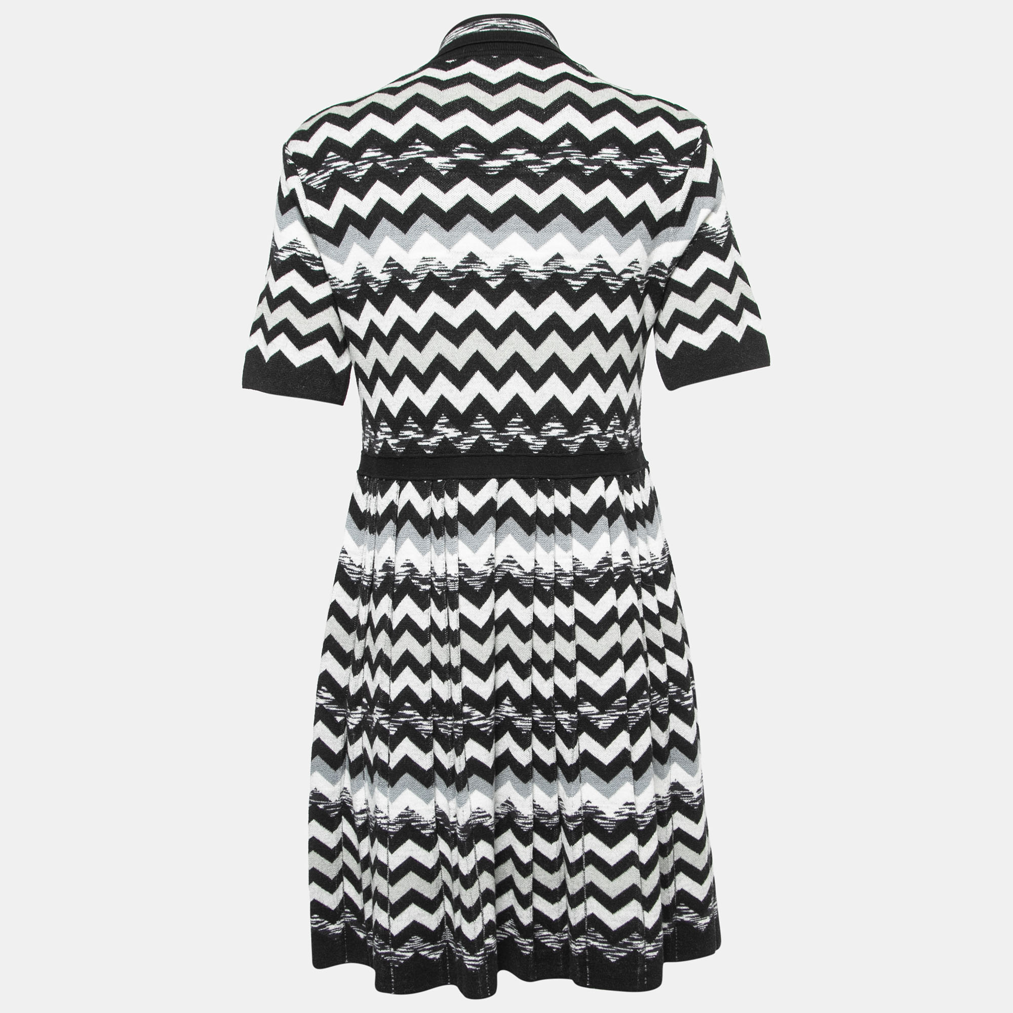 

Missoni Black Chevron Patterned Knit Pleated Dress