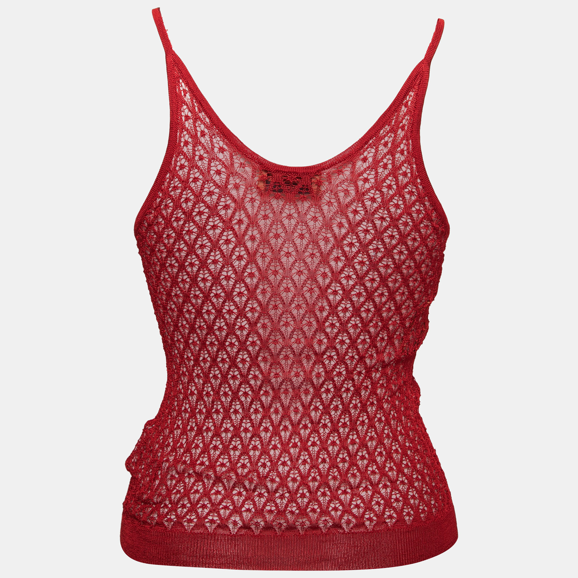 

Missoni Red Open Knit Tank Top