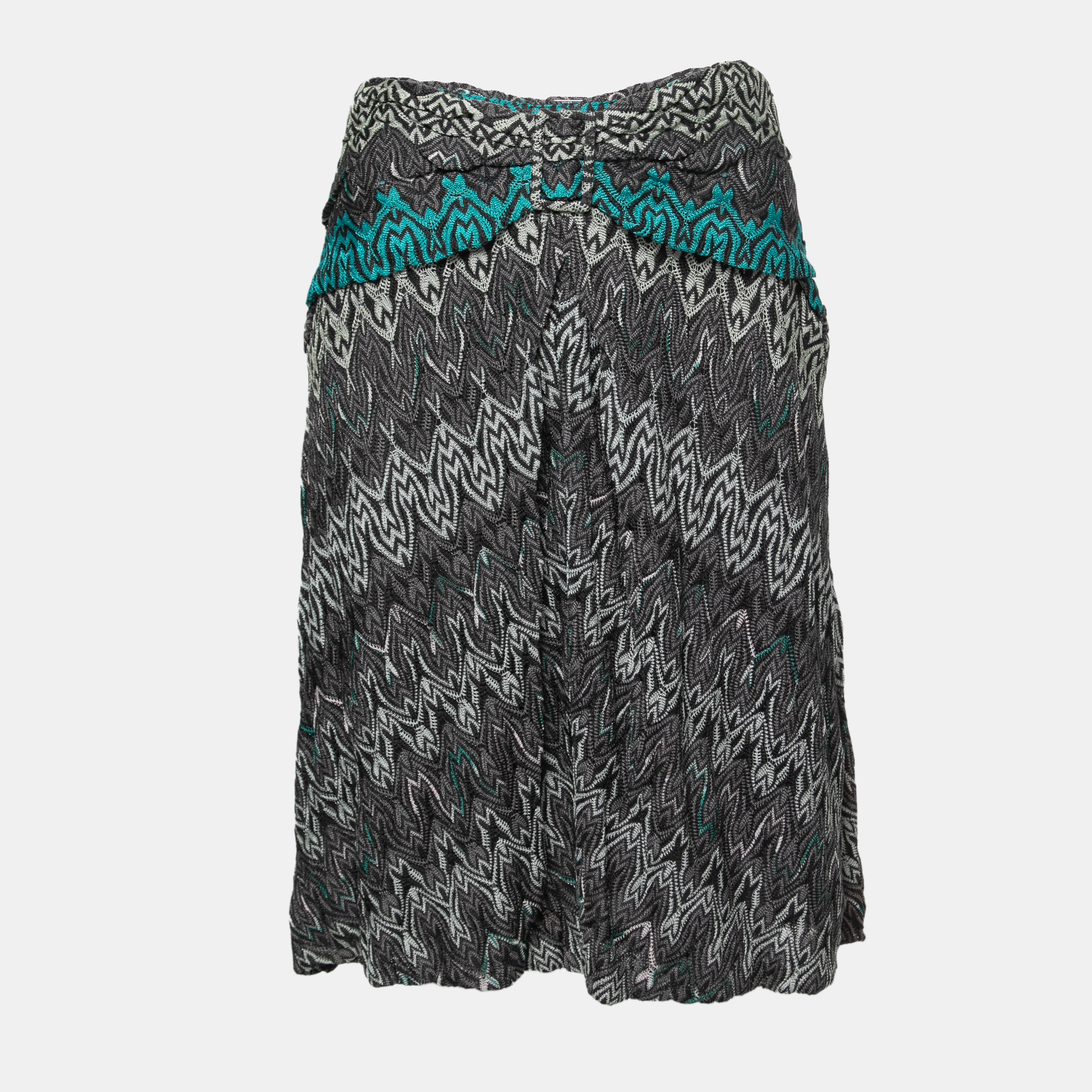 Pre-owned Missoni Multicolor Crochet Knit Ruched Mini Skirt M