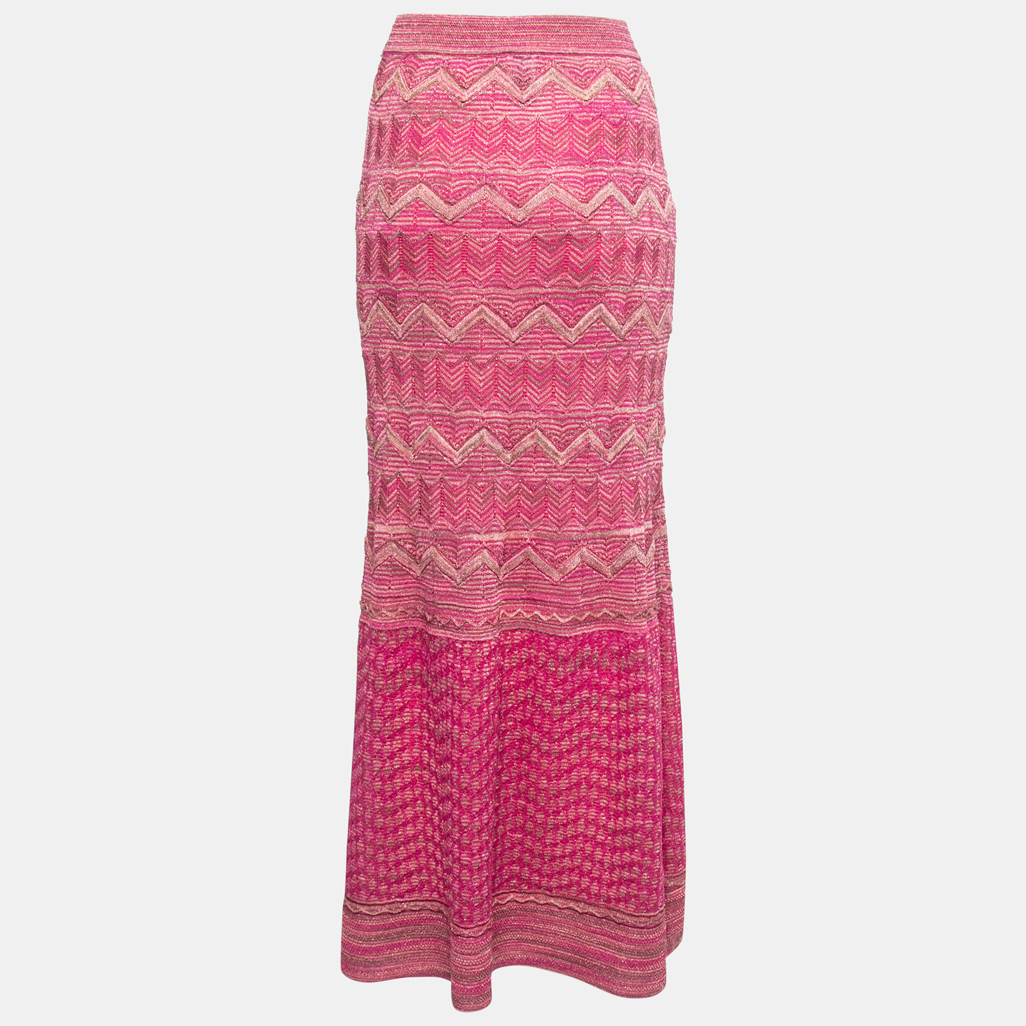 

Missoni Pink Patterned Lurex Knit Maxi Skirt